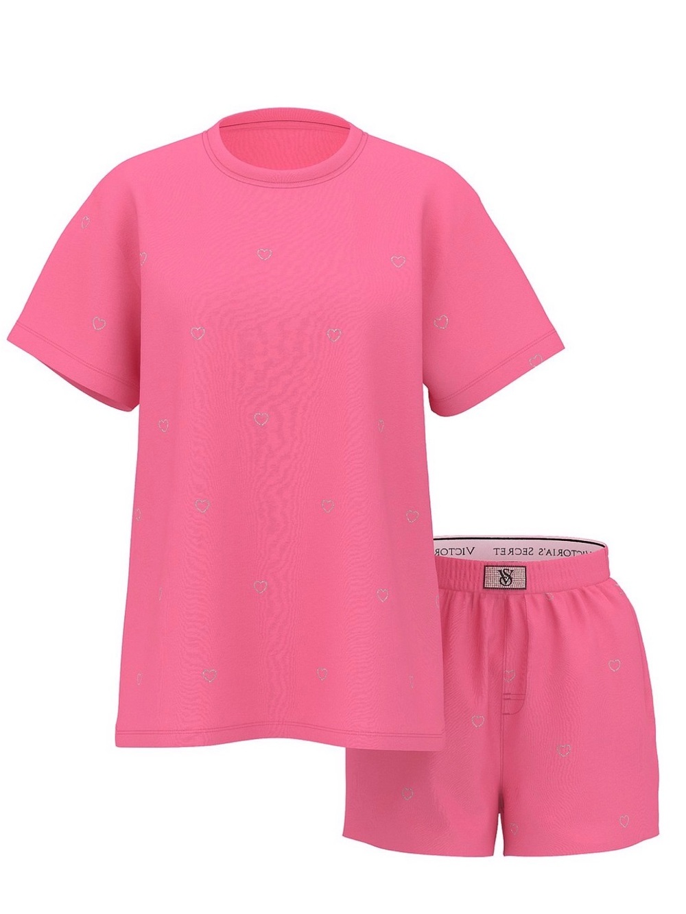Victoria's Secret Pink Heart Short Pajama Set